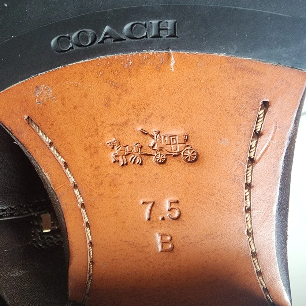 Coach Knee High Brown Leather Boots 7.5B - Picture 10 of 16